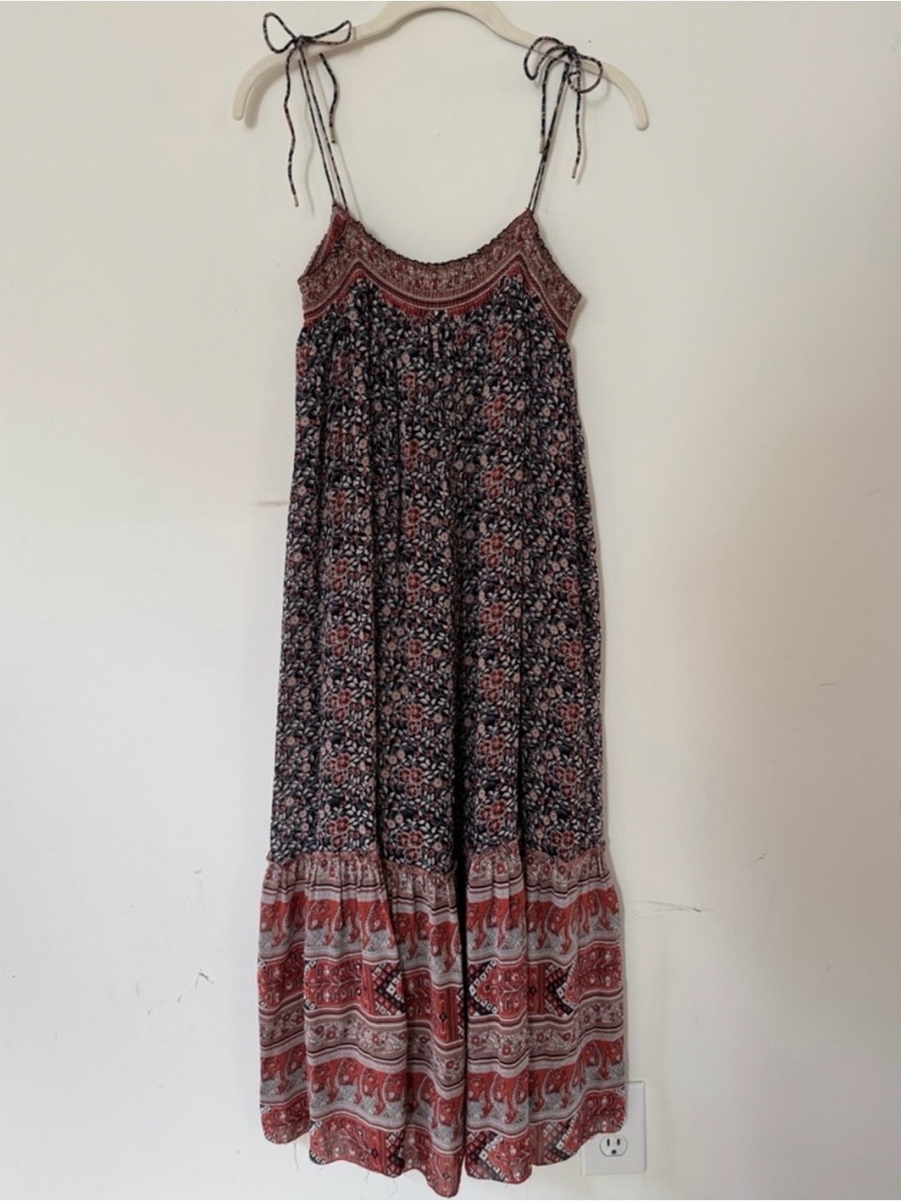 Ulla Johnson Navy and Rust Bohemian Midi Dress - Picture 2 of 7